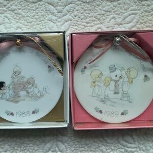 2 Precious Moments Ornaments 1988 1989 Way of the Lord Heavenly Christmas